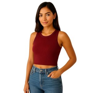 Essential Ribbed Crop Tank | Cotton-Stretch Blend